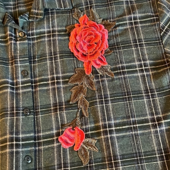 Passport Dark Green Windowpane Plaid Long Button-down Shirt Dress Size Med​​​​​ - Picture 9 of 11